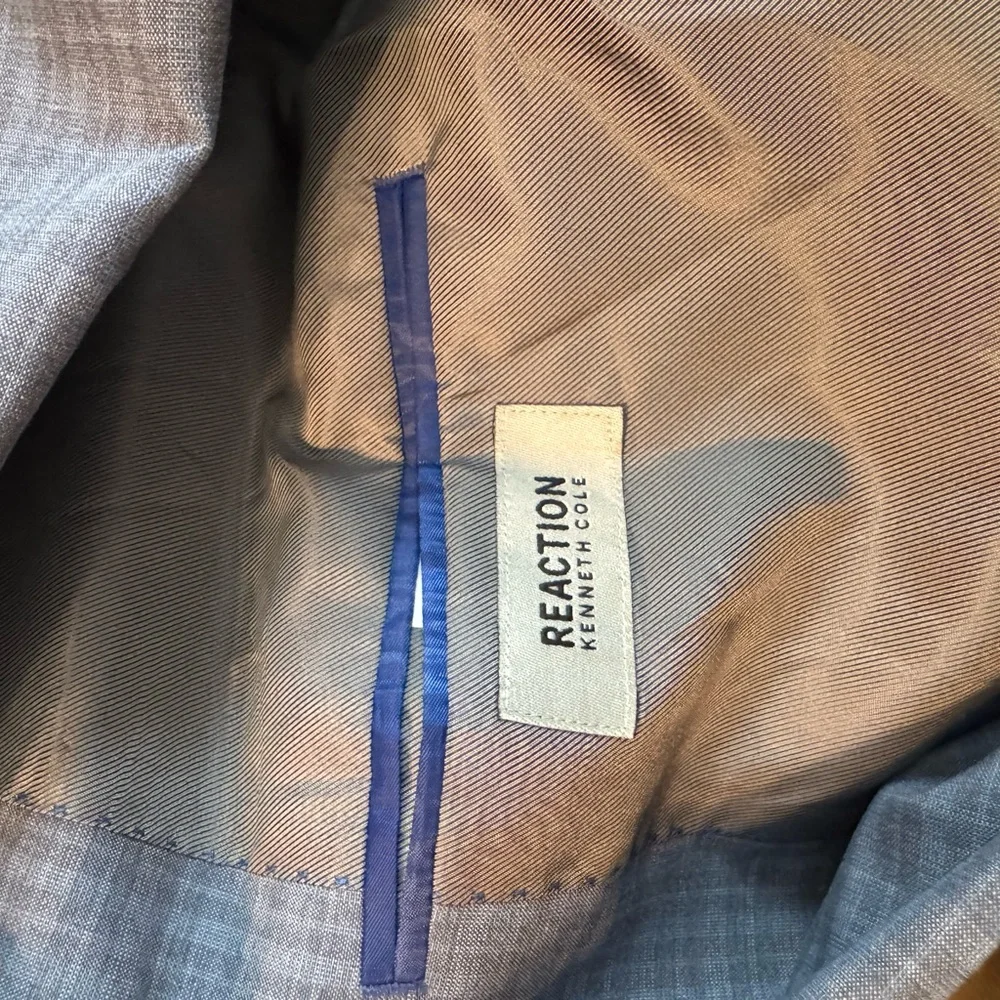Kenneth Cole Reaction Blazer Blue Gray New with Tags Men’s 48R Plaid Suit Jacket